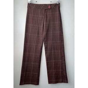 Y2K Juniors Size 5 Dark Brown Plaid Pants Trousers Career Corpcore Academia